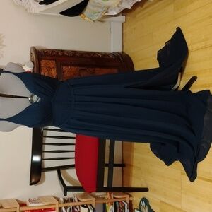 Azazie Brand Size A12 12 Elegant Navy Blue Evening Gown